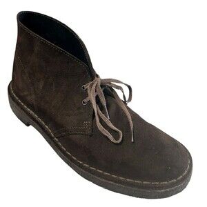 Clarks Originals Desert Boots Mens 7.5 Chukka  Brown Suede Leather Crepe Sole